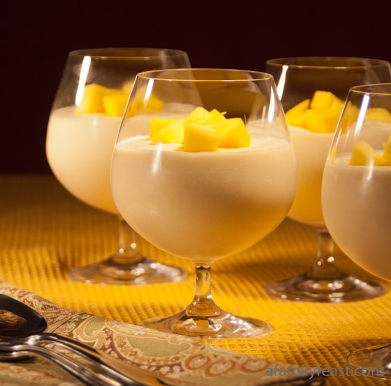 A light and creamy mango yogurt mousse. A taste of the tropics!